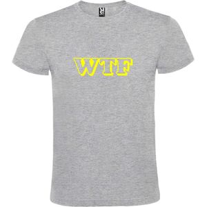 Grijs T-shirt ‘WTF’ Geel maat XL