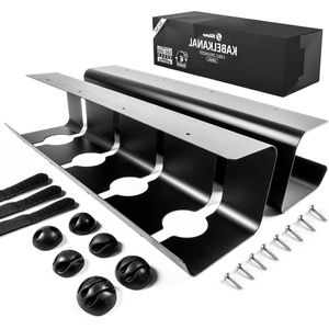 Kabelbeheer set van 2 - Kabelorganizer van koolstofstaal - Draagvermogen tot 5 kg - Zwart - Bureauorganizer met minimalistisch design