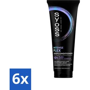 6 x Syoss - Plex - Conditioner - Herstelt Haarbruggen - 250 ml - Haar Conditioner - Herstellende Conditioner - Beschadigd Haar - Haarverzorging - Syoss