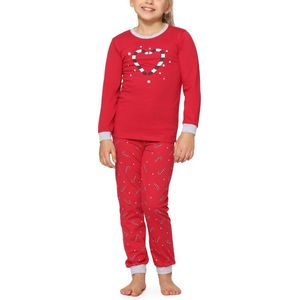 Timone Meisjes Pyjama - Lange mouwen - Lange broek - Katoen - TI-TR-433/434 - Bordeaux-2C - 92
