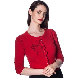 Banned Cat Scallop Collar 40's Cardigan Rood