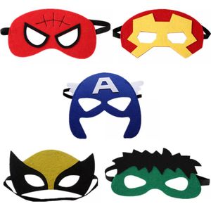 Superhelden Maskers van Hoogwaardig Vilt - Set van 5 - Kinderfeest - Verkleedfeest - Carnaval - Halloween -Superhelden Feestartikelen - Verkleden Kinderen - Superhelden Themafeest - Verkleedaccessoires - Feestartikelen Kinderen - Maskers Kinderen