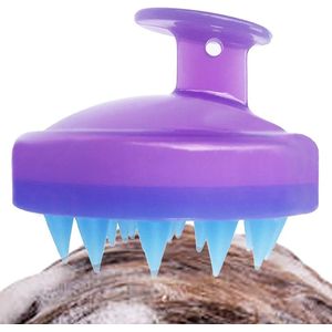 Hoofdhuidborstel voor dieptereiniging en zachte peeling - stimuleert haargroei - paars