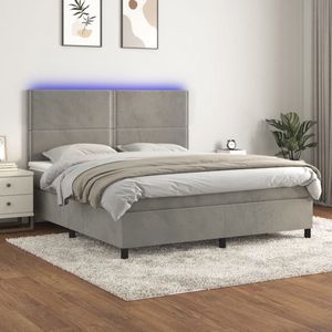 The Living Store Bed - Fluweel - LED - Pocketvering - Topmatras 160x200cm