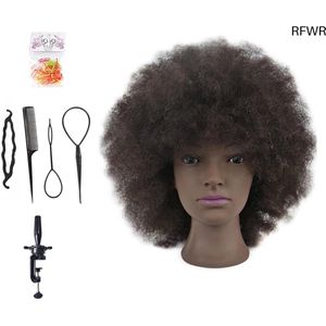 RFWR® Training Hoofd voor Cosmetologie met Natuurlijk Afro Haar en Klem