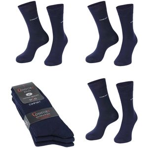 Comfortabele sokken dames maat 35-38 | sokken heren | 3 paar | zonder knellende boord | naadloze teensectie | donker blauw