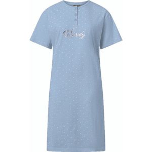 Cocodream dames nachthemd korte mouw - maat L - Good morning - ijsblauw