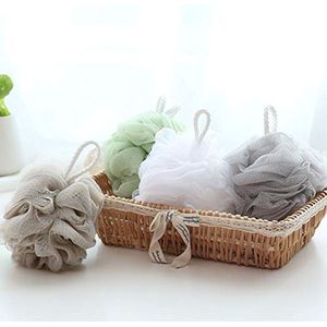 Douchespons verpakking van 4 (50 g / stuks) Puff Luffah Mesh Brush Shower Ball, Mesh Bath en Shower Sponge