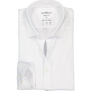 MARVELIS jersey body fit overhemd - wit tricot - Strijkvriendelijk - Boordmaat: 43