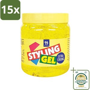 15 x Hegron - Styling Haargel - Extra Strong - Voor Sterke Fixatie - 500 ml - Grootverpakking - Haargel Extra Strong - Styling Gel - Haartype - Haartype Styling - Haargel