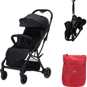 Cabino Buggy Compact V2 / Plooibuggy tot 22 kg Lichtgewicht & Compact voor het vliegtuig - Zwart