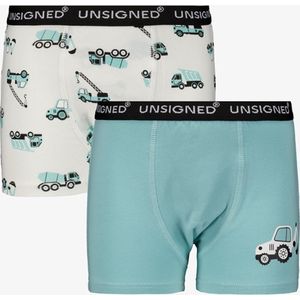 Unsigned 2-pack jongens boxershorts tractor - Blauw - Maat 98/104