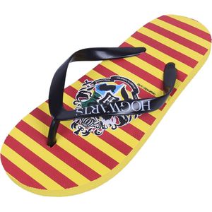 Gele teenslippers met rode Harry Potter strepen