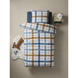 Dekbedovertrek - RETRO WINTER - Kinderdekbedovertrek - Marineblauw - 100% Katoenen Flanel, Gerecycled Katoen