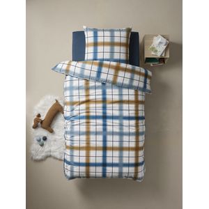 Dekbedovertrek - RETRO WINTER - Kinderdekbedovertrek - Marineblauw - 100% Katoenen Flanel, Gerecycled Katoen