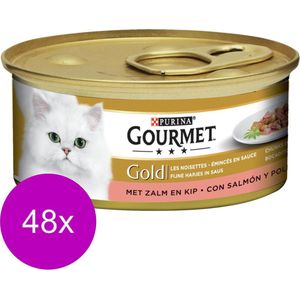 Gourmet Gold Fijne Hap Zalm/Kip - Kattenvoer - 48 x 85 g