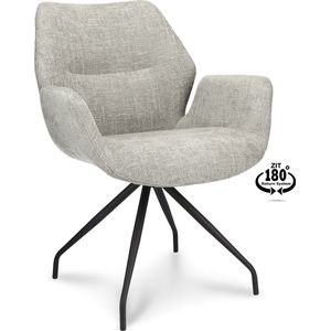 Icon Living - Armstoel Vila - Stof Miami Taupe - Spinpoot - Terugdraaisysteem