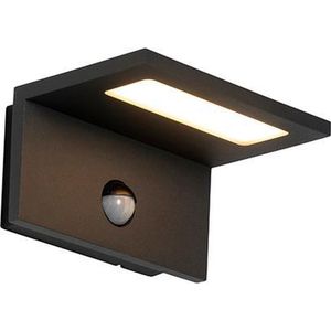 QAZQA harvey - Moderne LED Wandlamp met Bewegingsmelder | Bewegingssensor | sensor voor buiten - 1 lichts - D 13.4 cm - Donkergrijs - Buitenverlichting