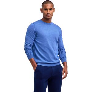 FALKE Basic New Merino Crew Neck elegante klassieker wol trui heren blauw - maat S