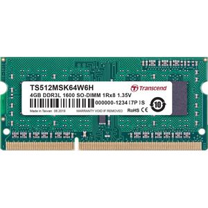 Transcend - TS512MSK64W6H - RAM - Groen - 4GB - DDR3 SO-DIMM