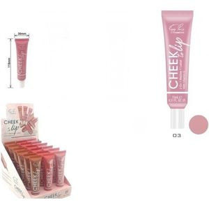 Easy Paris Cosmetics - Blush - Lipgloss - Lipstick - Lippenbalsem - Rouge - Vloeibaar - Cheek to Lip - 2 in 1 - Vitamine E - Roze - Nummer 03