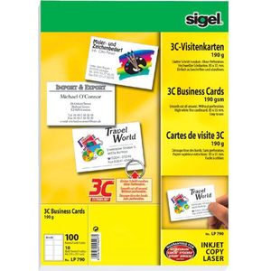 Visitekaartjes Sigel 190gr gladde zijden wit - 20 stuks