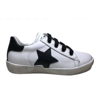 Naturino Mt 35 veter/rits zwarte ster lederen sneakers Annie Wit zwart
