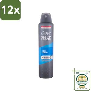 Dove - Deodorant - Spray Men+Care Cool Fresh - Verfrissend en langdurige bescherming - 250 ml - Voordeelverpakking - 12 stuks - Langdurige bescherming - Zweetvrije deodorant