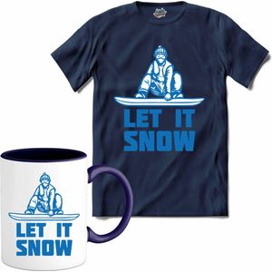 Let It Snow | Skiën - Bier - Winter sport - T-Shirt met mok - Unisex - Navy Blue - Maat 4XL