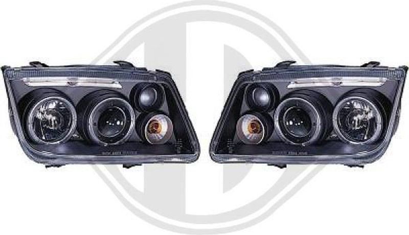 Volkswagen - Diederichs 2231680 - Koplampen Set - Zwart - Rond - Met Navigatielicht en Mistlampen