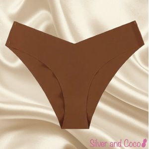 SilverAndCoco® - Naadloze Onderbroek / Seamless Broekje Dames / Zacht Brazilian Sport Slipje / Naadloos Stretch Ondergoed Vrouw / Hipster Dames Lingerie Broekje Slip / Bruin / Small