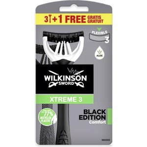 4x Wilkinson Sword - Xtreme3 Black Edition 3+1 - Wegwerpscheermesjes