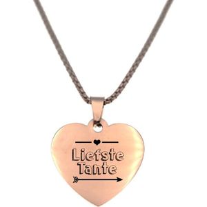 Ketting RVS - Hart - Rosegoud - Liefste Tante