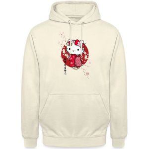 Hello Kitty In Een Rode Kimono En Kersenbloesems Hoodie Unisex