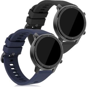 kwmobile 2x armband geschikt voor Huami Amazfit GTR (47mm) / GTR 2 / GTR 2e / GTR3 / GTR 3 Pro - Bandjes voor fitnesstracker in zwart / donkerblauw