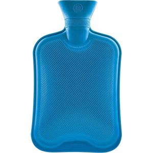Grote 1.8L Rubber Hot Water Fles - Geribbeld Oppervlak - Warm Koud Kompres - Krampen Rugpijn Nekpijn - Blauw