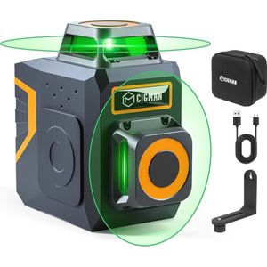 Groene laserwaterpas 2x360° met magnetische ondersteuning – Zelfnivellerende bouwlaser met Li-ion batterij