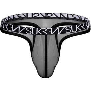 SUKREW Sheer Low-rise Thong Underground Black - MAAT M - Erotisch Heren Ondergoed - String voor Man - Sexy mannen String