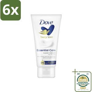 Dove - Handcrème - Body Love Essential Care - Hydraterend - Droge huid - 75 g - Voordeelverpakking - 6 stuks - Hydraterende creme - Handverzorging