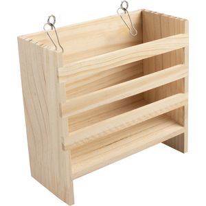 Duvoplus - Voerbak - Knaagdier - Houten Hooiruif Met Hangers 16,5x7,2x17,5cm Bruin - 1st