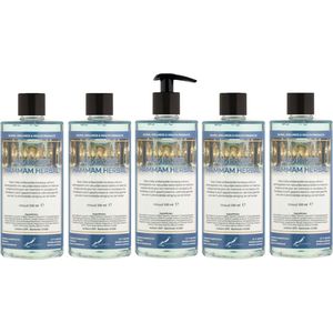 Handzeep Hammam Herbal 500 ml - met gratis pompje - set van 5 stuks - Voordeelverpakking