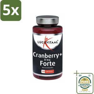 5 x Lucovitaal - Supplement - Cranberry X-tra - Lactobacillus - 120 Capsules - Grootverpakking - Cranberry X-tra - Blaas En Urinewegen - Lactobacillus - Darmflora - Vitamine C
