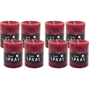 SPAAS Kaarsen - Rustieke kaarsen 70/80 mm - Stompkaars - 30 branduren - Wijn Rood - 4 stuks - Voordeelverpakking