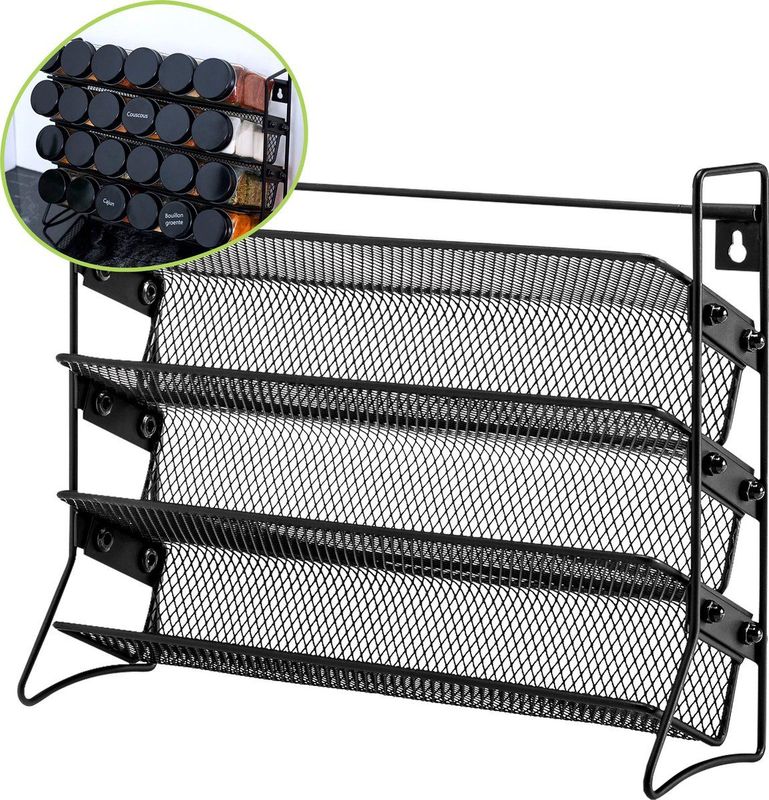 Kruidenrekje Staand - Kruidenpotjes opbergen - Metaal - Zwart - 4 Laags