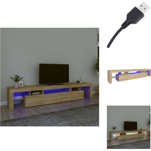 vidaXL TV-meubel LED-verlichting - Sonoma eiken - 215 x 36.5 x 40 cm - opbergruimte - weergavefunctie - bewerkt hout - Kast