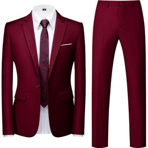 Allthemen Tweedelig Herenpak - Enkele knoops Middenspleet Slim Fit - Zakelijke en Avondkleding - S