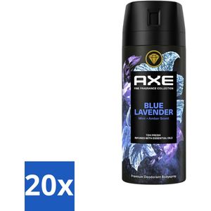 AXE - Deodorant Spray - Blue Lavender - Premium Geur - Rustgevend & Fris - 150 ml - Bulkverpakking - 20 stuks
