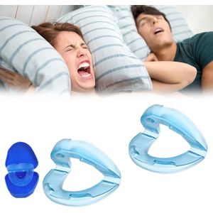 Anti-snurk, 2-pack, herbruikbare anti-snurkcorrector, stille slaapcorrector, blauw.