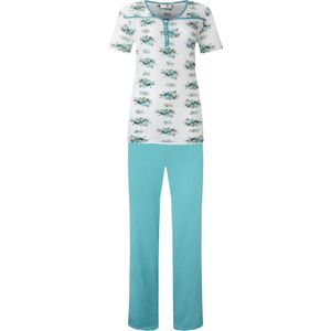 Dames pyjama gebloemd korte mouw groen XXL