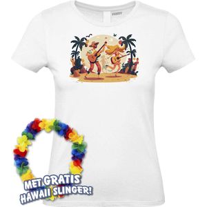 Dames t-shirt Hippies Tropical | Toppers in Concert 2024 | Club Tropicana | Hawaii Shirt | Ibiza Kleding | Wit Dames | maat S